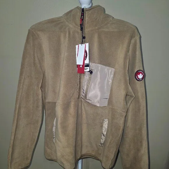 Canada Weather Gear Fleece Pullover L NWT Quarter Zip Beige Heritage Jacket - Picture 1 of 7